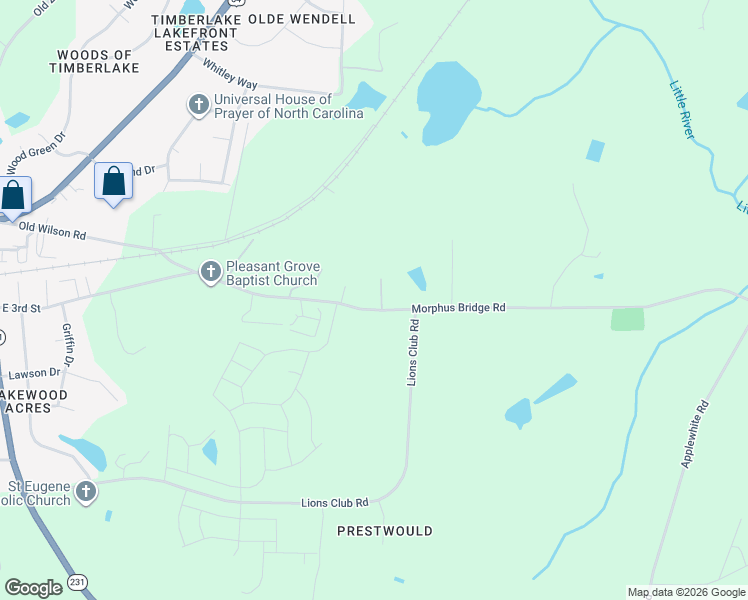 map of restaurants, bars, coffee shops, grocery stores, and more near 1013 Morphus Bridge Road in Wendell