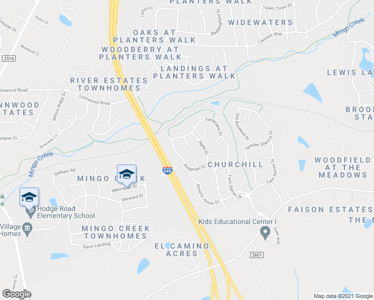map of restaurants, bars, coffee shops, grocery stores, and more near 4404 Johnstown Drive in Knightdale
