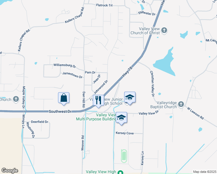 map of restaurants, bars, coffee shops, grocery stores, and more near 5301 Southwest Drive in Jonesboro