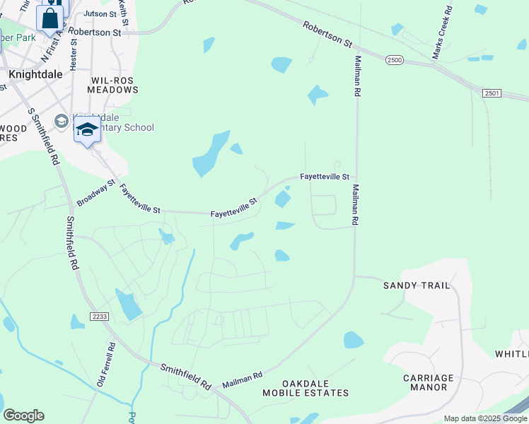 map of restaurants, bars, coffee shops, grocery stores, and more near 460 Cedar Pond Court in Knightdale