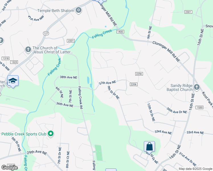 map of restaurants, bars, coffee shops, grocery stores, and more near 970 37th Avenue Northeast in Hickory