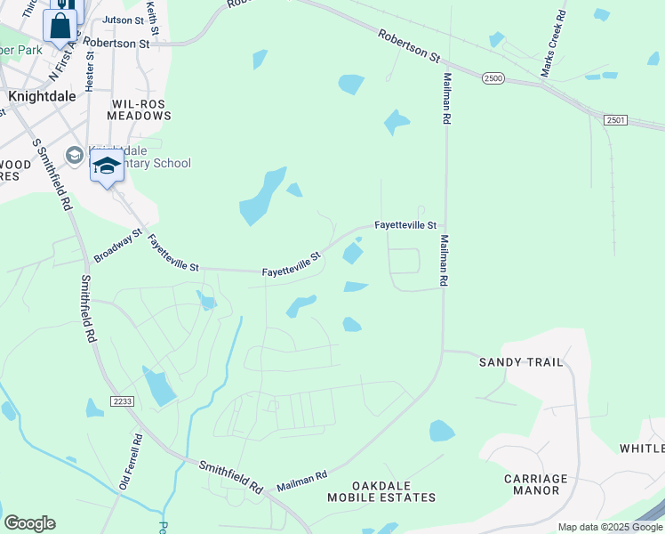 map of restaurants, bars, coffee shops, grocery stores, and more near 464 Cedar Pond Court in Knightdale