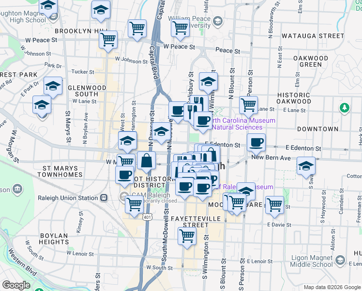 map of restaurants, bars, coffee shops, grocery stores, and more near in 