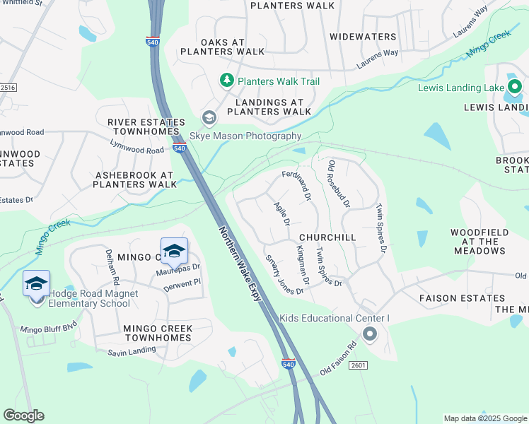 map of restaurants, bars, coffee shops, grocery stores, and more near 4403 Johnstown Drive in Knightdale