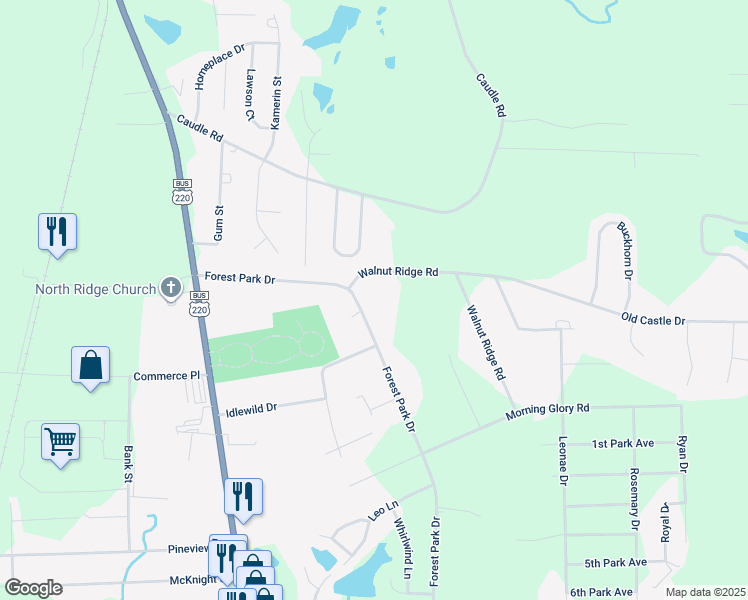 map of restaurants, bars, coffee shops, grocery stores, and more near 2934 Forest Park Drive in Randleman