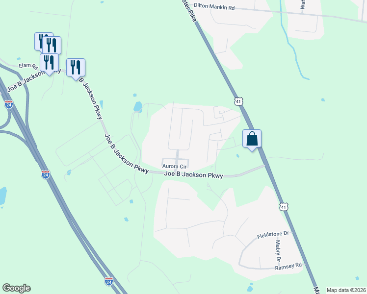 map of restaurants, bars, coffee shops, grocery stores, and more near 1436 Sunray Drive in Murfreesboro