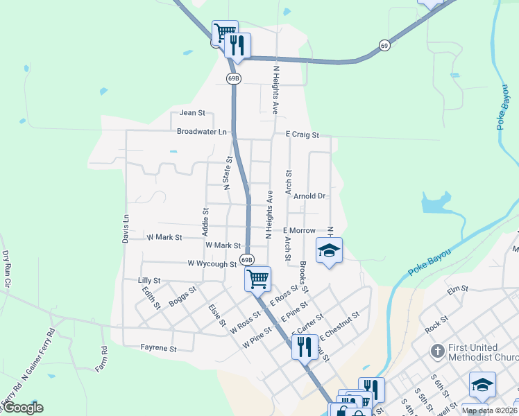 map of restaurants, bars, coffee shops, grocery stores, and more near 151 Rich Hollow Road in Batesville