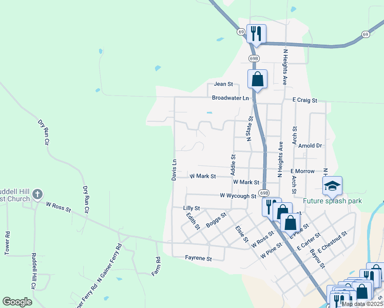 map of restaurants, bars, coffee shops, grocery stores, and more near 475 Gregg Drive in Batesville