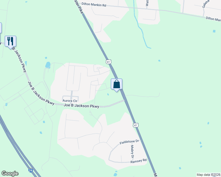 map of restaurants, bars, coffee shops, grocery stores, and more near 4270 Manchester Pike in Murfreesboro