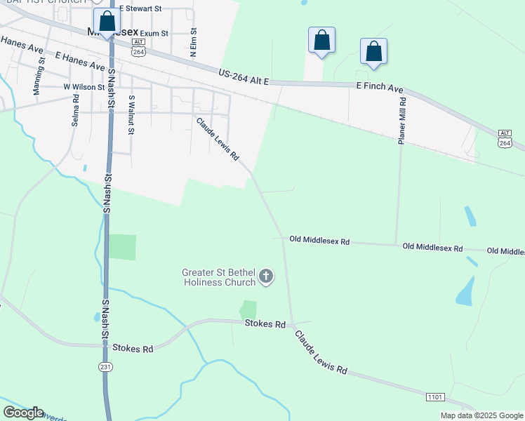 map of restaurants, bars, coffee shops, grocery stores, and more near 11723 Claude Lewis Road in Middlesex