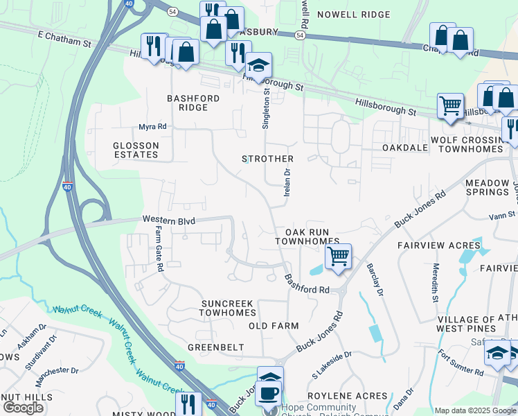 map of restaurants, bars, coffee shops, grocery stores, and more near 5724 Delbarton Court in Raleigh