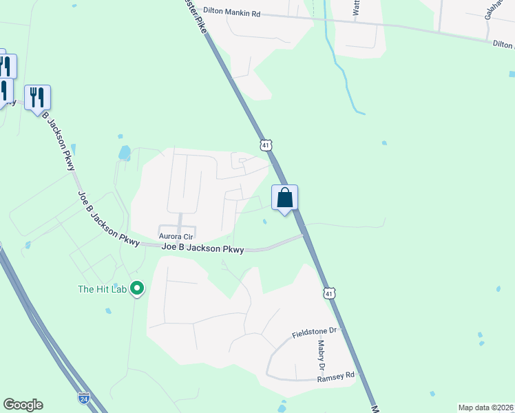 map of restaurants, bars, coffee shops, grocery stores, and more near 4270 Manchester Pike in Murfreesboro