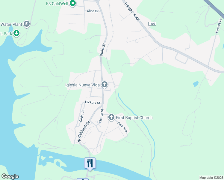 map of restaurants, bars, coffee shops, grocery stores, and more near 15 Grassy Brook Place in Granite Falls