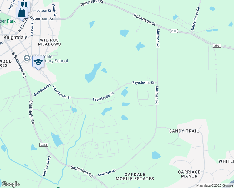 map of restaurants, bars, coffee shops, grocery stores, and more near 472 Cedar Pond Court in Knightdale