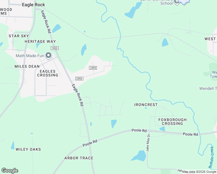 map of restaurants, bars, coffee shops, grocery stores, and more near 1413 Eagle Rock Road in Wendell