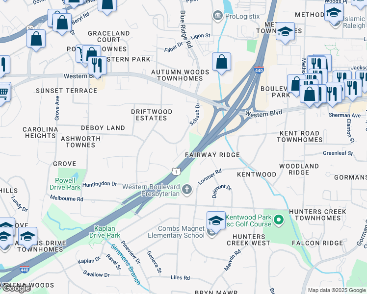 map of restaurants, bars, coffee shops, grocery stores, and more near 1221 Teakwood Place in Raleigh