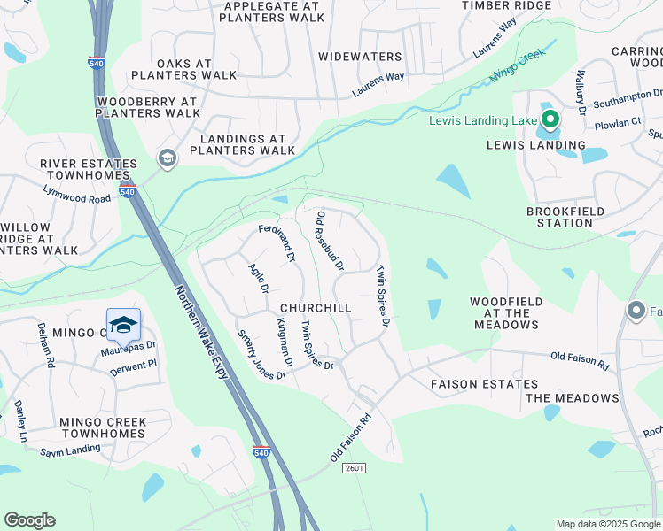 map of restaurants, bars, coffee shops, grocery stores, and more near 2130 Old Rosebud Drive in Knightdale