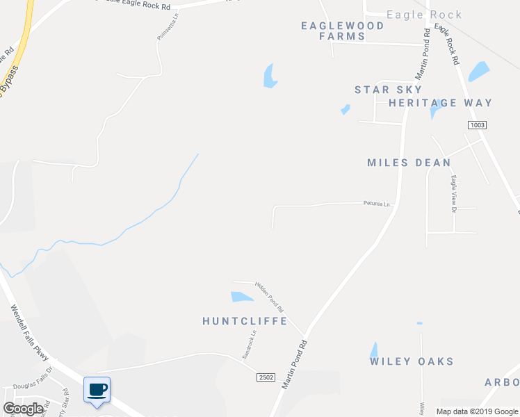 map of restaurants, bars, coffee shops, grocery stores, and more near 6304 Petunia Lane in Wendell