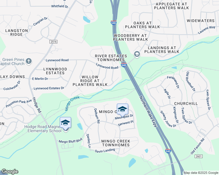 map of restaurants, bars, coffee shops, grocery stores, and more near 909 Trail Stream Way in Knightdale