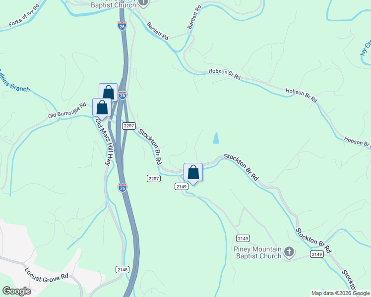 map of restaurants, bars, coffee shops, grocery stores, and more near 23 Chambers Drive in Weaverville