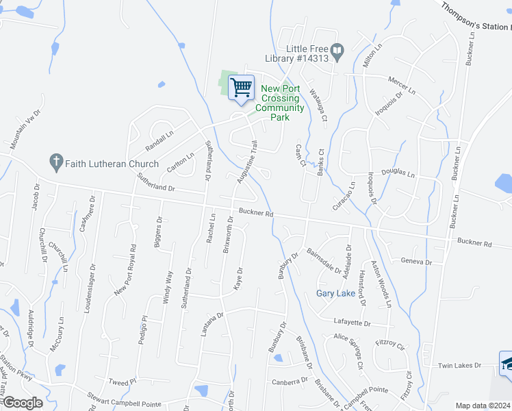 map of restaurants, bars, coffee shops, grocery stores, and more near 1115 McDonough Circle in Thompson's Station