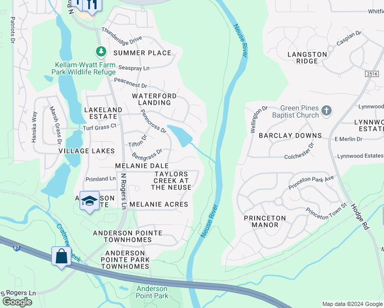 map of restaurants, bars, coffee shops, grocery stores, and more near 5533 Centipede Trail in Raleigh