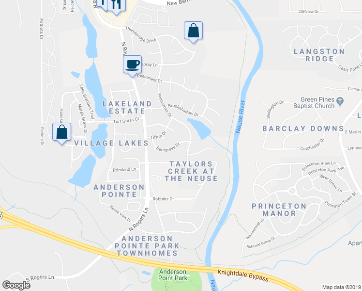 map of restaurants, bars, coffee shops, grocery stores, and more near 609 Penncross Drive in Raleigh