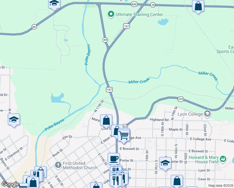 map of restaurants, bars, coffee shops, grocery stores, and more near North Saint Louis in Batesville