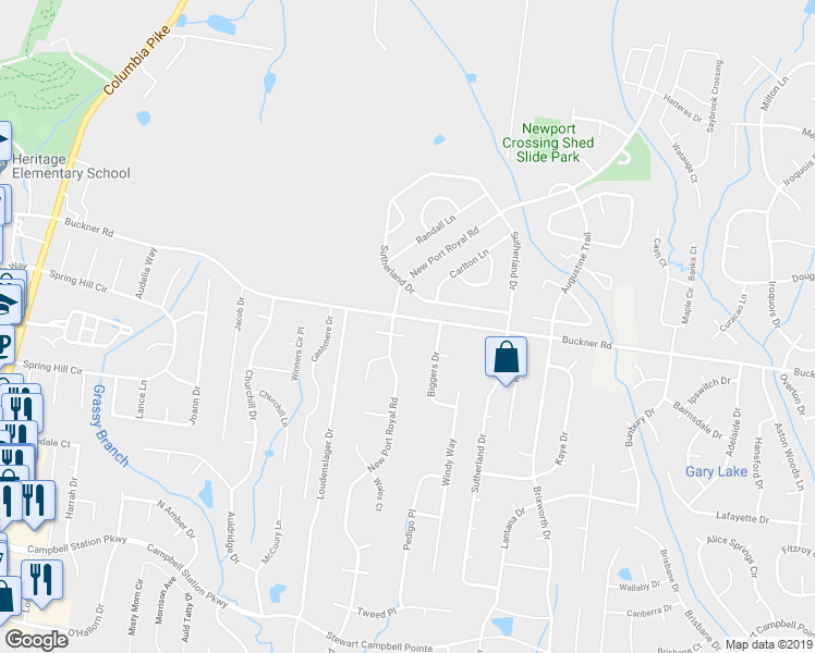 map of restaurants, bars, coffee shops, grocery stores, and more near 2704 Dutches Court in Thompson's Station