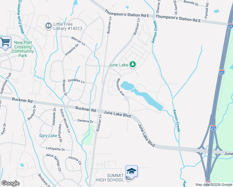 map of restaurants, bars, coffee shops, grocery stores, and more near 2700 Buckner Lane in Thompson's Station