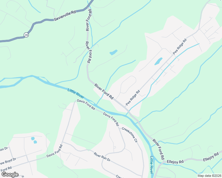 map of restaurants, bars, coffee shops, grocery stores, and more near 337 River Ford Road in Maryville