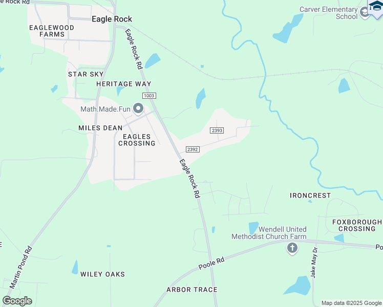 map of restaurants, bars, coffee shops, grocery stores, and more near 883 Whites Lane in Wendell