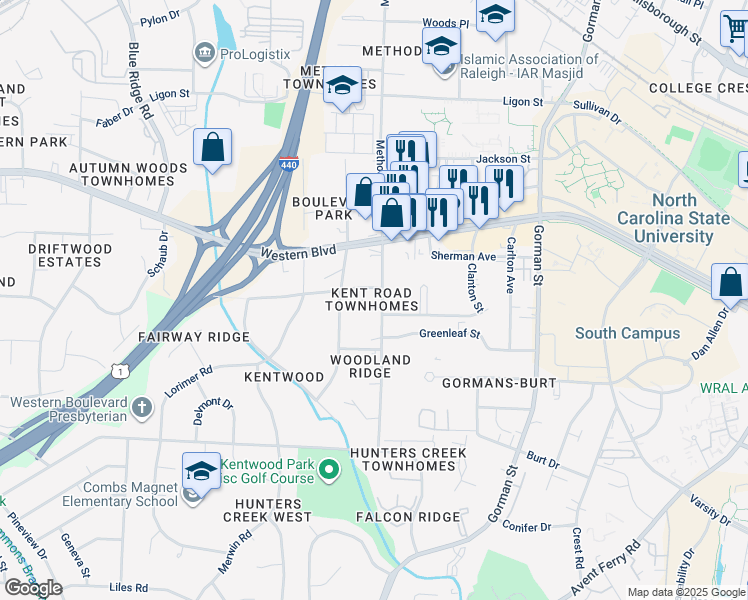 map of restaurants, bars, coffee shops, grocery stores, and more near 4210 Perserverance Court in Raleigh
