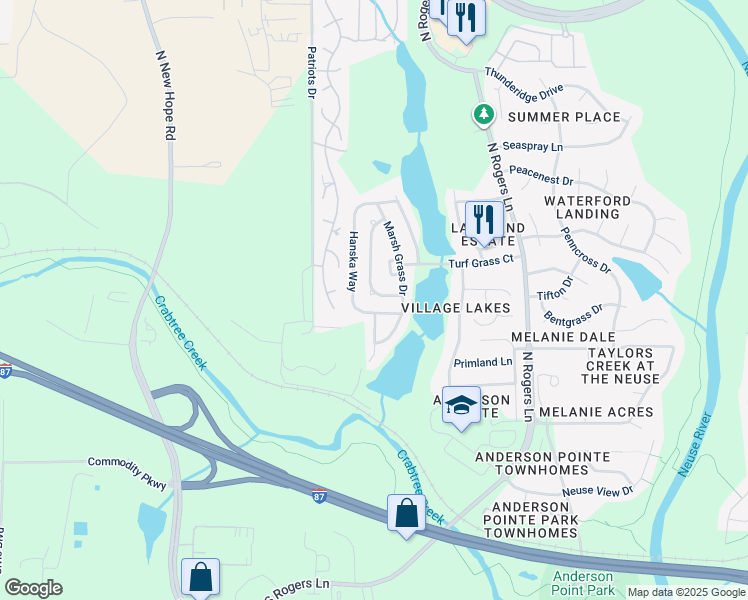 map of restaurants, bars, coffee shops, grocery stores, and more near 421 Mountain Lake Drive in Raleigh
