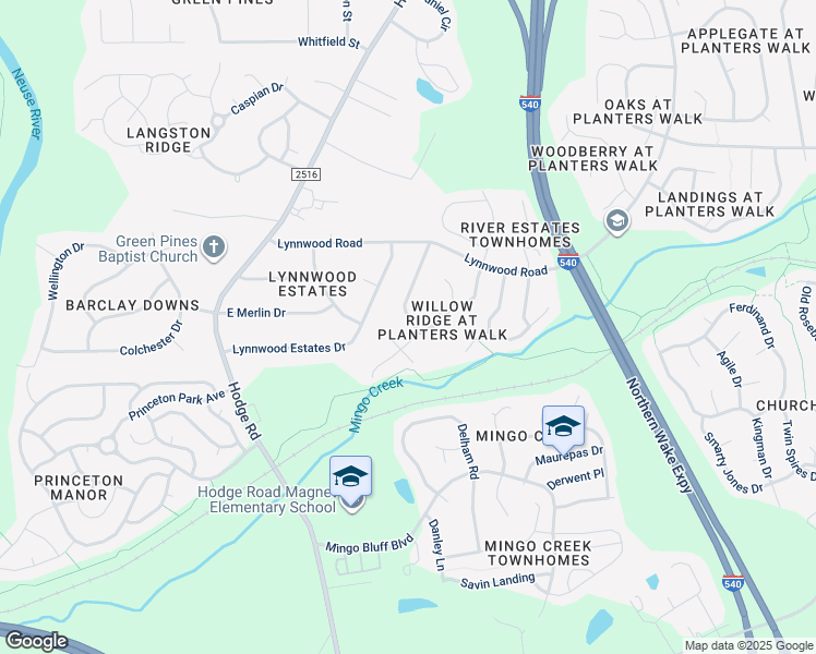 map of restaurants, bars, coffee shops, grocery stores, and more near 903 Willow Ridge Drive in Knightdale