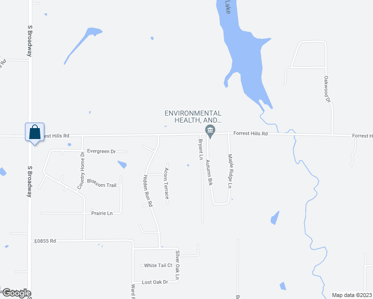 map of restaurants, bars, coffee shops, grocery stores, and more near 12295 Bryant Lane in Guthrie
