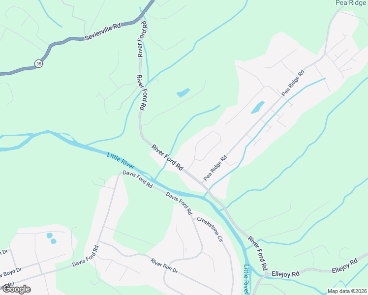 map of restaurants, bars, coffee shops, grocery stores, and more near 337 River Ford Road in Maryville