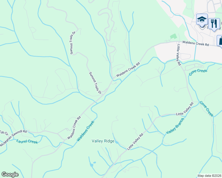map of restaurants, bars, coffee shops, grocery stores, and more near 2065 Waldens Creek Road in Sevierville