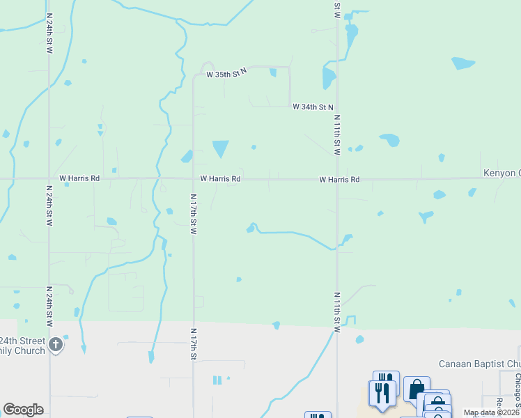 map of restaurants, bars, coffee shops, grocery stores, and more near 1531 West Harris Road in Muskogee