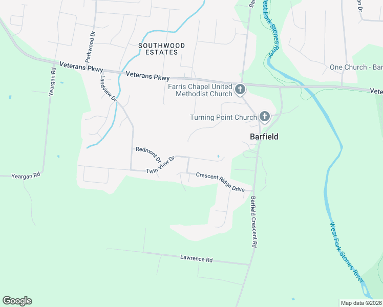 map of restaurants, bars, coffee shops, grocery stores, and more near 660 Twin View Drive in Murfreesboro