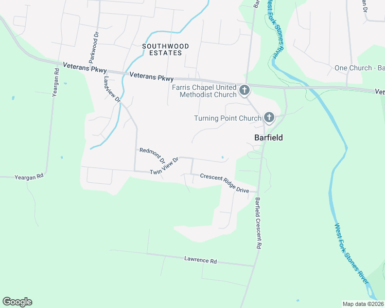 map of restaurants, bars, coffee shops, grocery stores, and more near 660 Twin View Drive in Murfreesboro