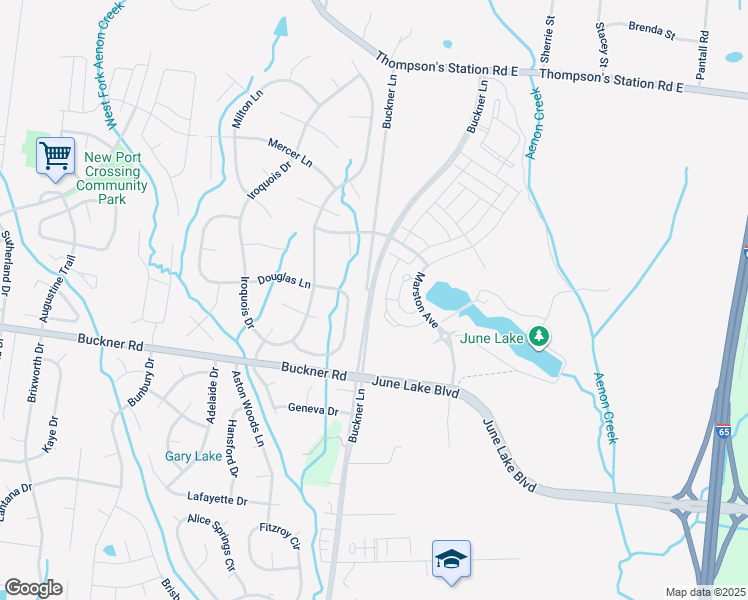 map of restaurants, bars, coffee shops, grocery stores, and more near 2644 Buckner Lane in Thompson's Station