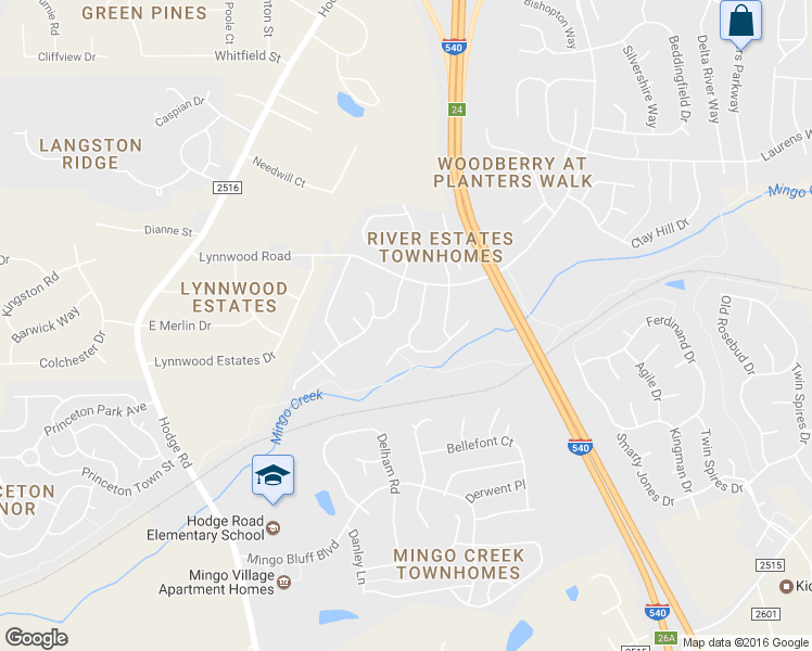 map of restaurants, bars, coffee shops, grocery stores, and more near 1005 Trail Stream Way in Knightdale