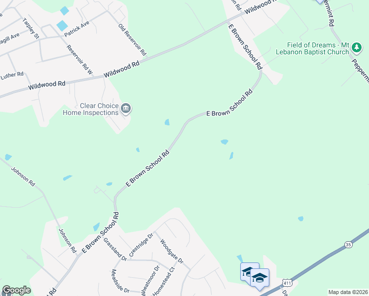 map of restaurants, bars, coffee shops, grocery stores, and more near 1702 East Brown School Road in Maryville