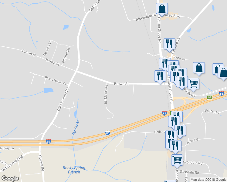 map of restaurants, bars, coffee shops, grocery stores, and more near 545 Brown Street in Lexington