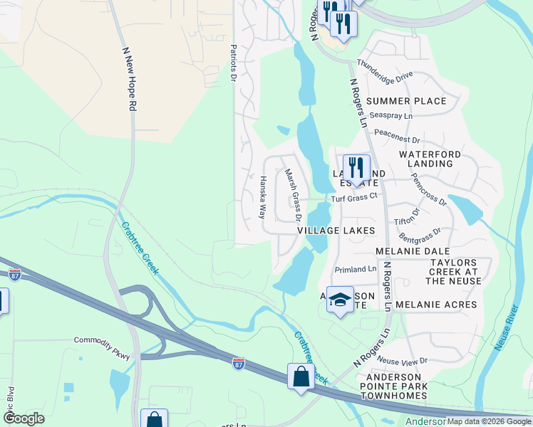 map of restaurants, bars, coffee shops, grocery stores, and more near 433 Mountain Lake Drive in Raleigh