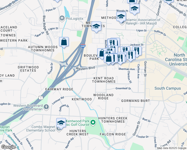 map of restaurants, bars, coffee shops, grocery stores, and more near 1110 Chaney Road in Raleigh