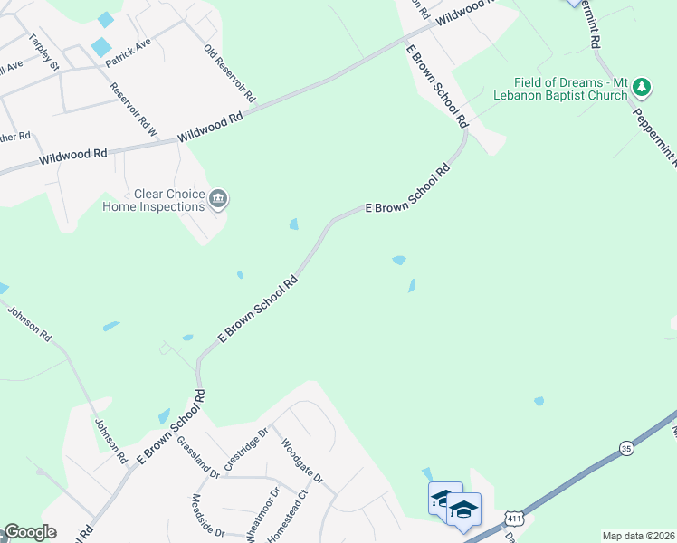 map of restaurants, bars, coffee shops, grocery stores, and more near 1702 East Brown School Road in Maryville