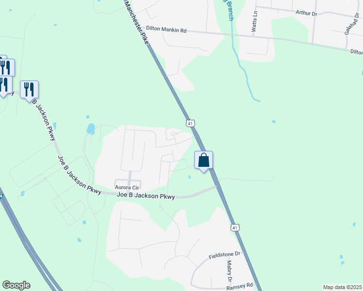 map of restaurants, bars, coffee shops, grocery stores, and more near 4232 Manchester Pike in Murfreesboro