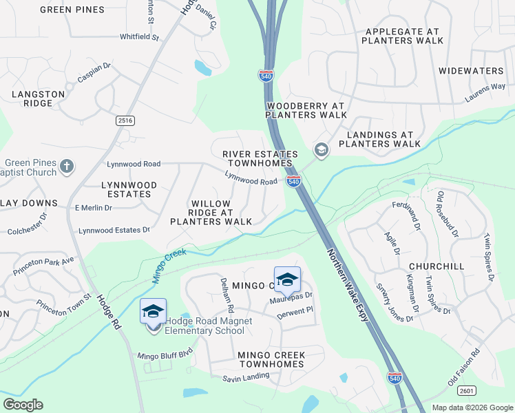 map of restaurants, bars, coffee shops, grocery stores, and more near 904 Trail Stream Way in Knightdale